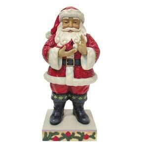 NIB! Enesco Jim Shore Heartwood Creek Touched By Wonder Santa Holding Cardinal